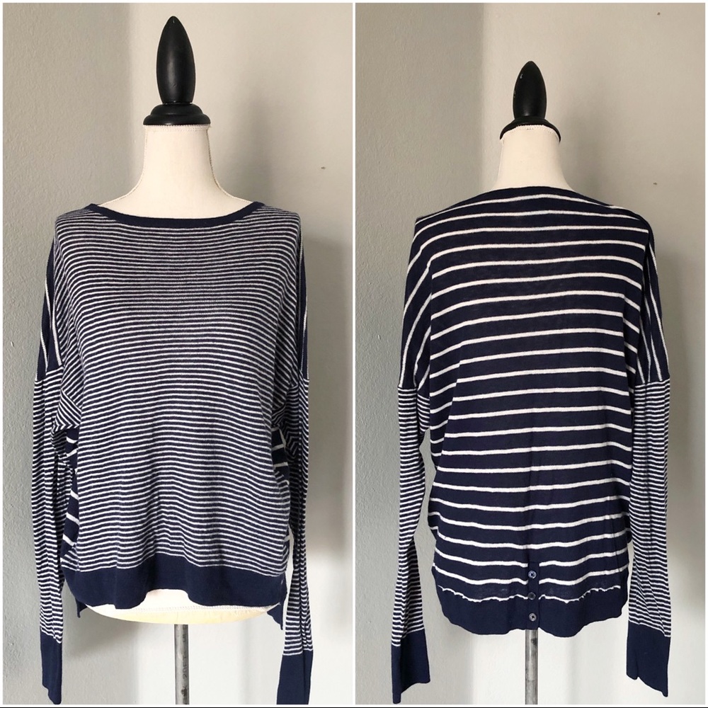 C&C California Mixed Stripe Wool Cashmere Sweater